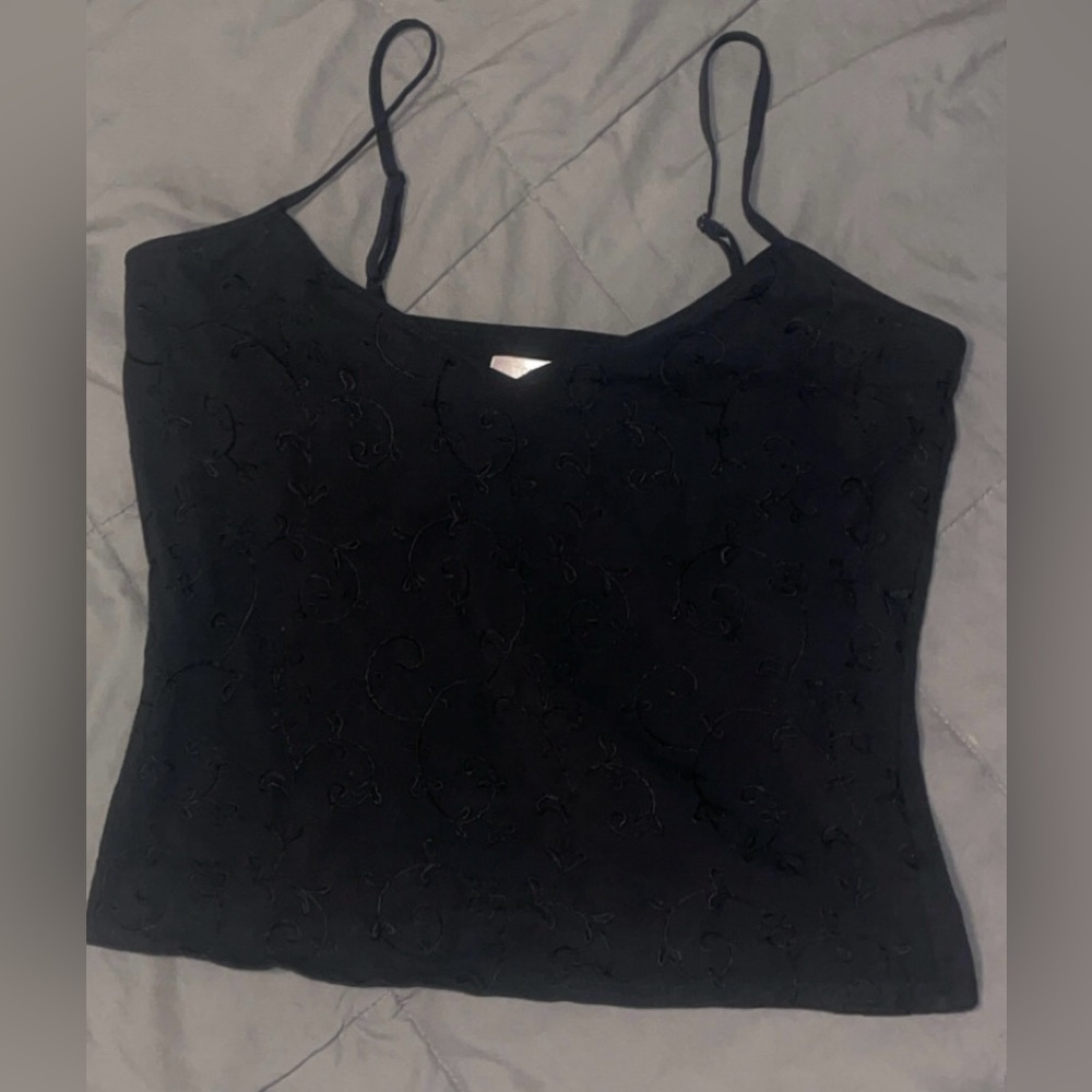 Victoria's Secret Black Camisole Top featuring floral pattern detail